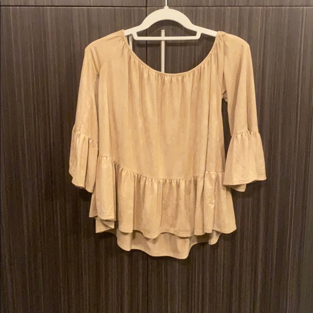 Off-the Shoulder Suede Blouse